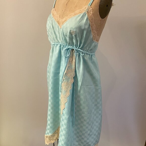 Vintage 70s Givenchy Intimates Chemise Peignoir Nightgown Angel Sleeve Robe Lace - Picture 6 of 16